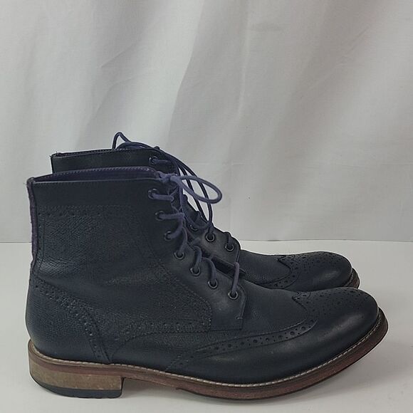 Ted Baker Derby Brogue Black Leather Men's Boots - Picture 2 of 14